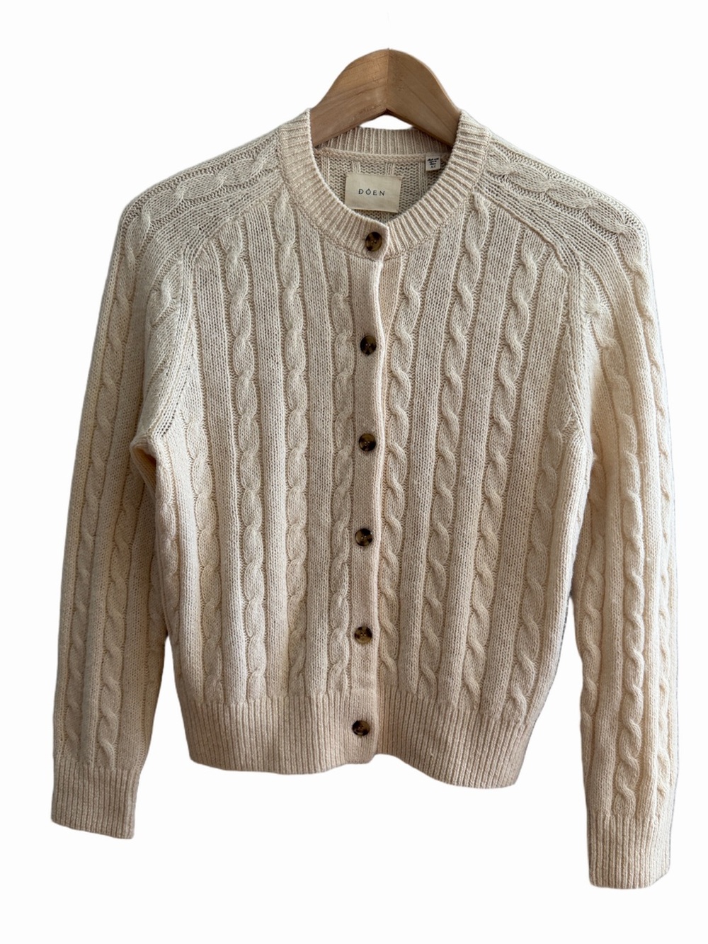 Doen Penrose Cardigan in Sea Salt Wool Linen Cotton XS Minimalist Clean Beauty - Picture 2 of 16